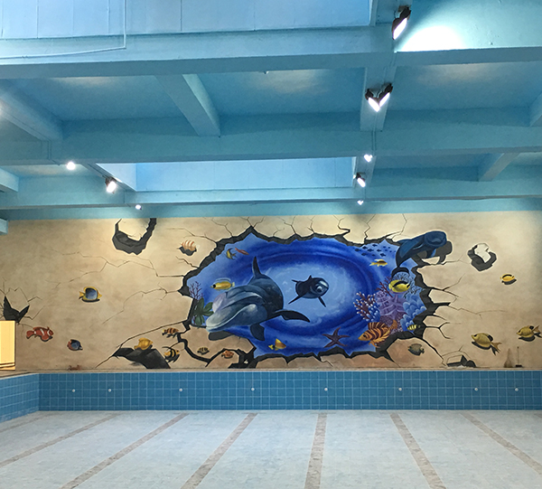 游泳健身馆彩绘墙